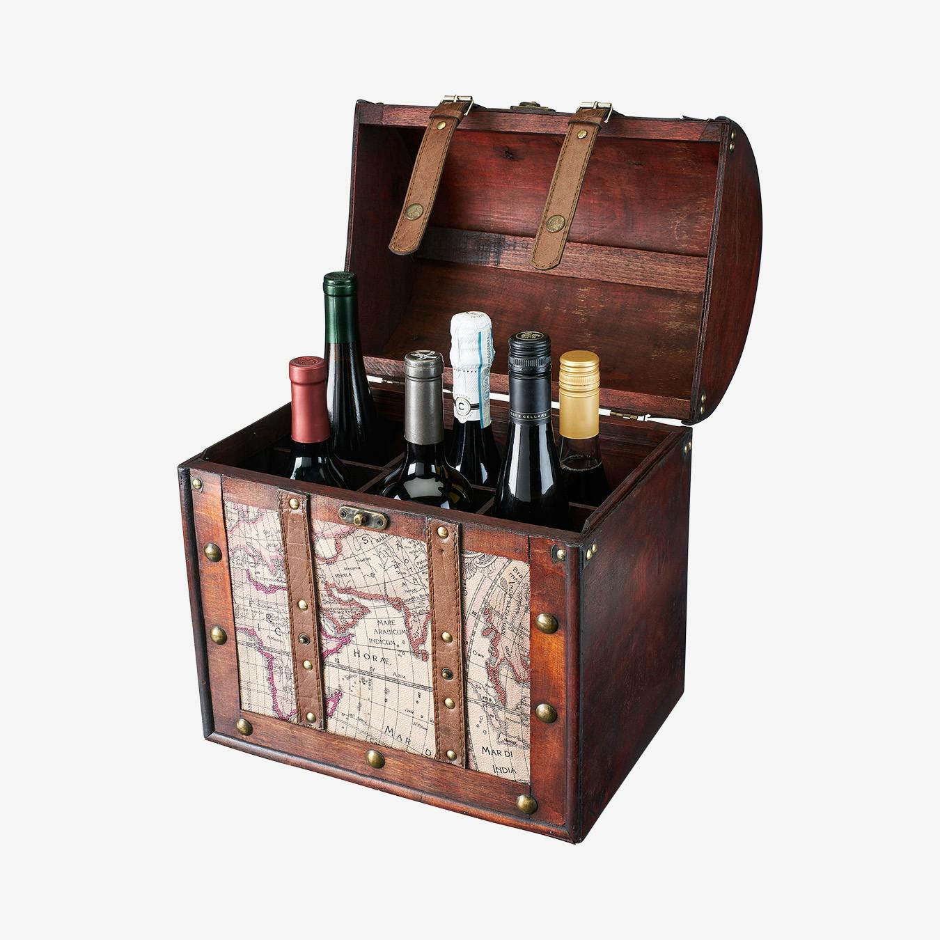 6-Bottle Old World Wooden Wine Box by Twine - Fy